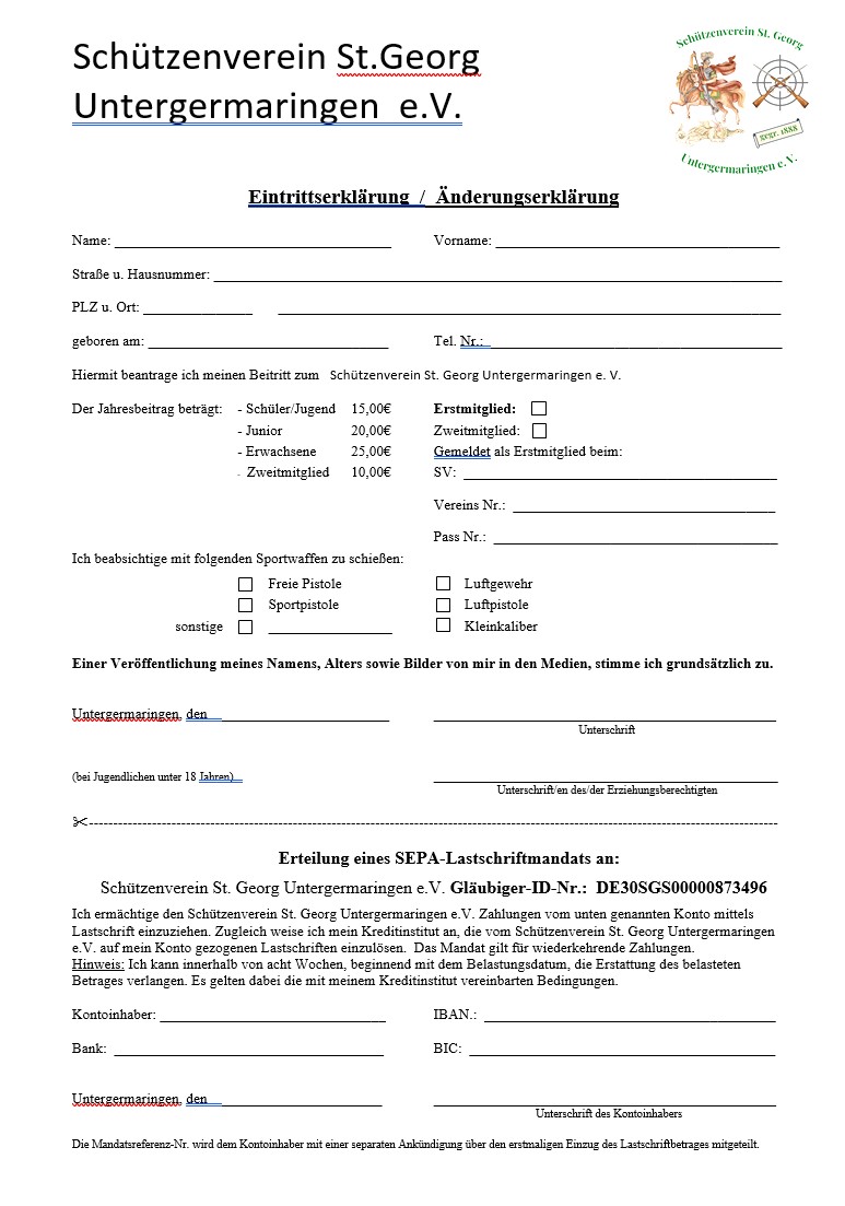 Eintrittserklärung - SV St. Georg Untergermaringen